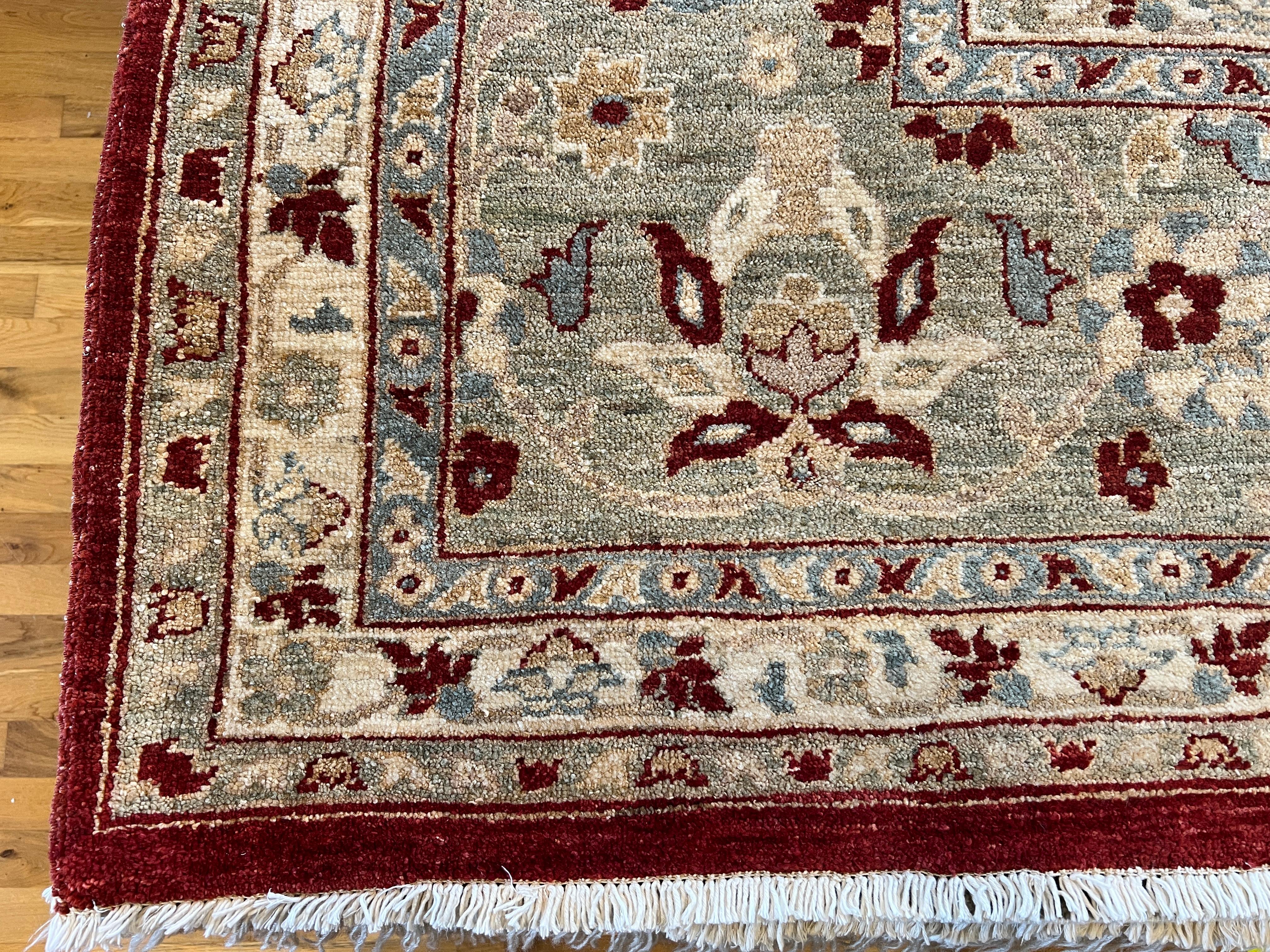 9'x12' Persischer Design-Teppich mit rotem Blumenmuster (Wolle) im Angebot