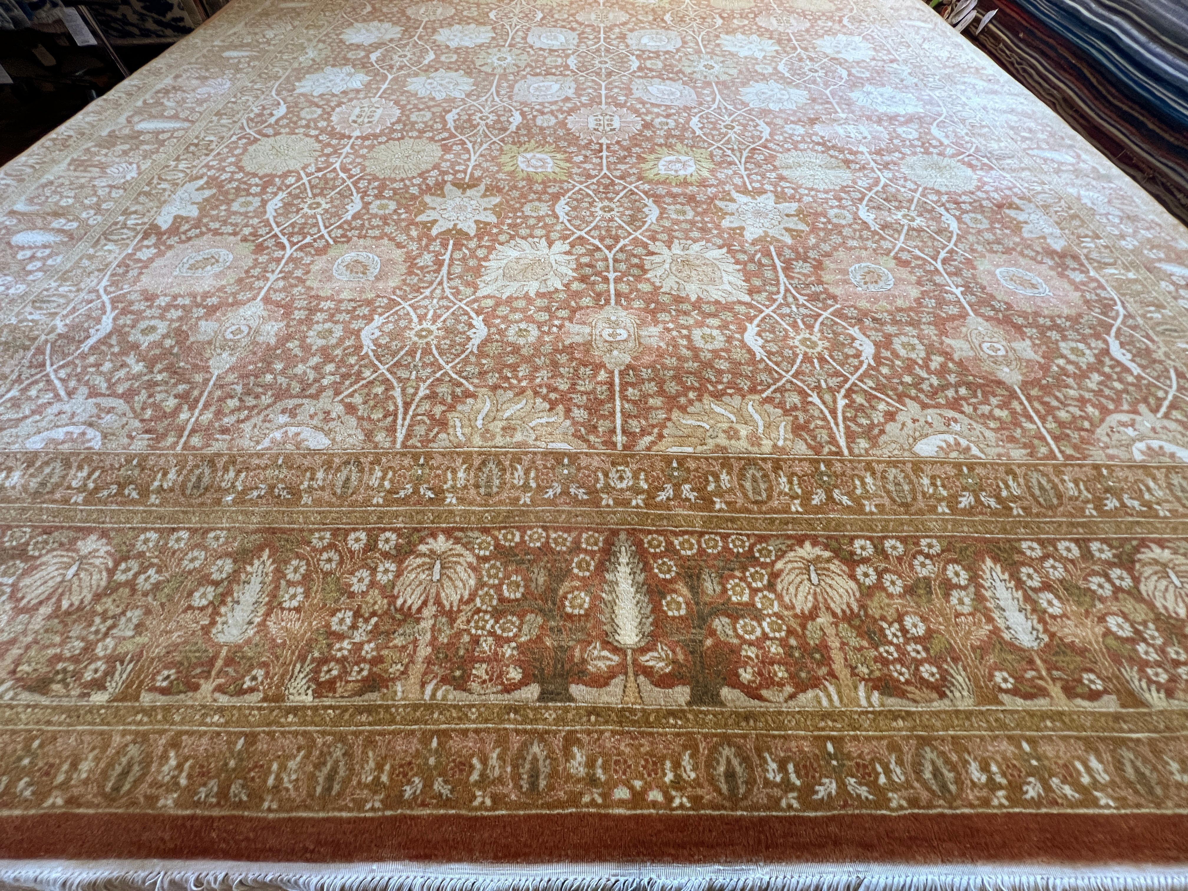 Indiano Tappeto floreale 9'x12' Persian Design Tan in vendita