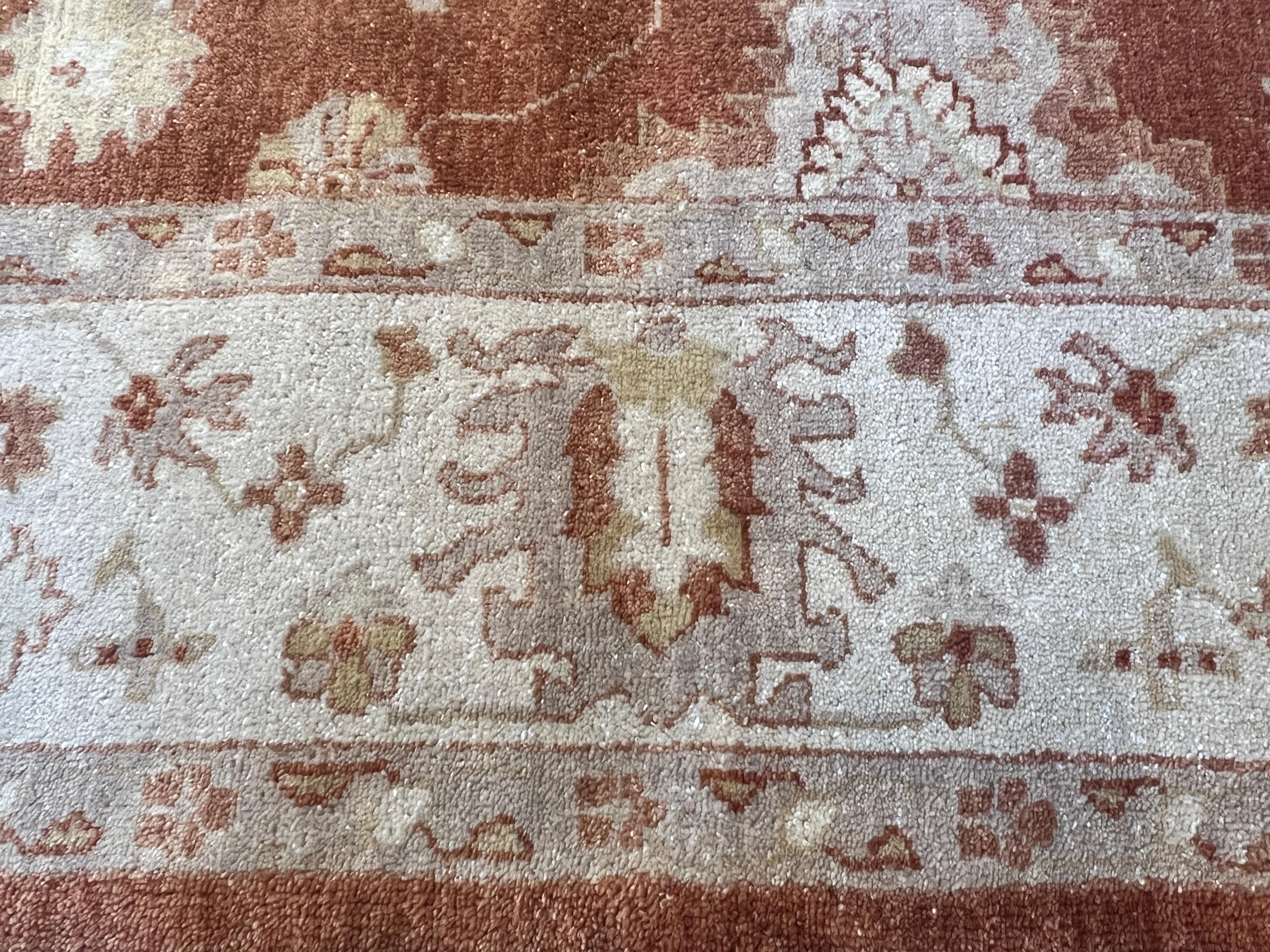 Annodato a mano Tappeto floreale 9'x12' Persian Design Tan in vendita