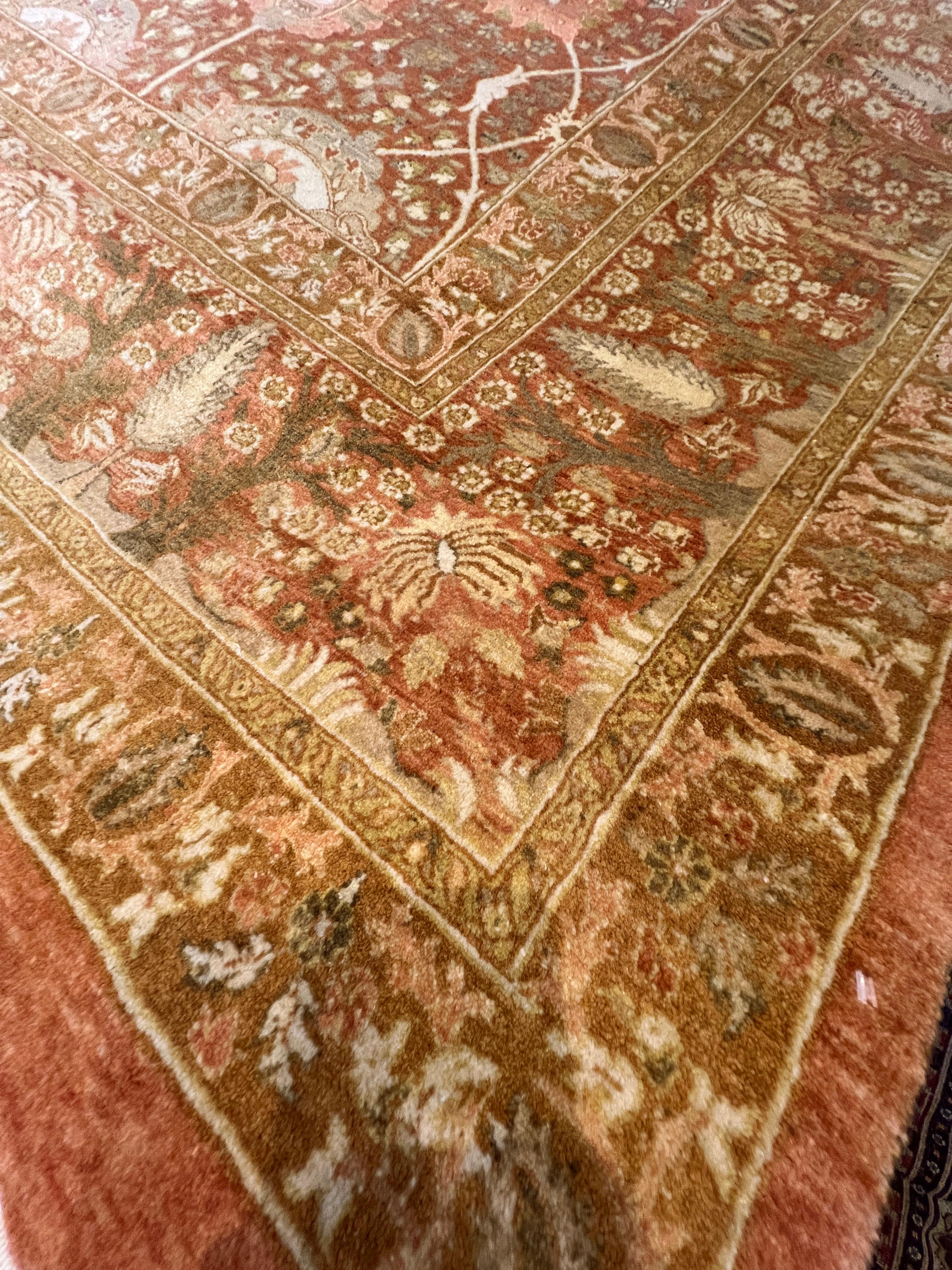 Annodato a mano Tappeto floreale 9'x12' Persian Design Tan in vendita