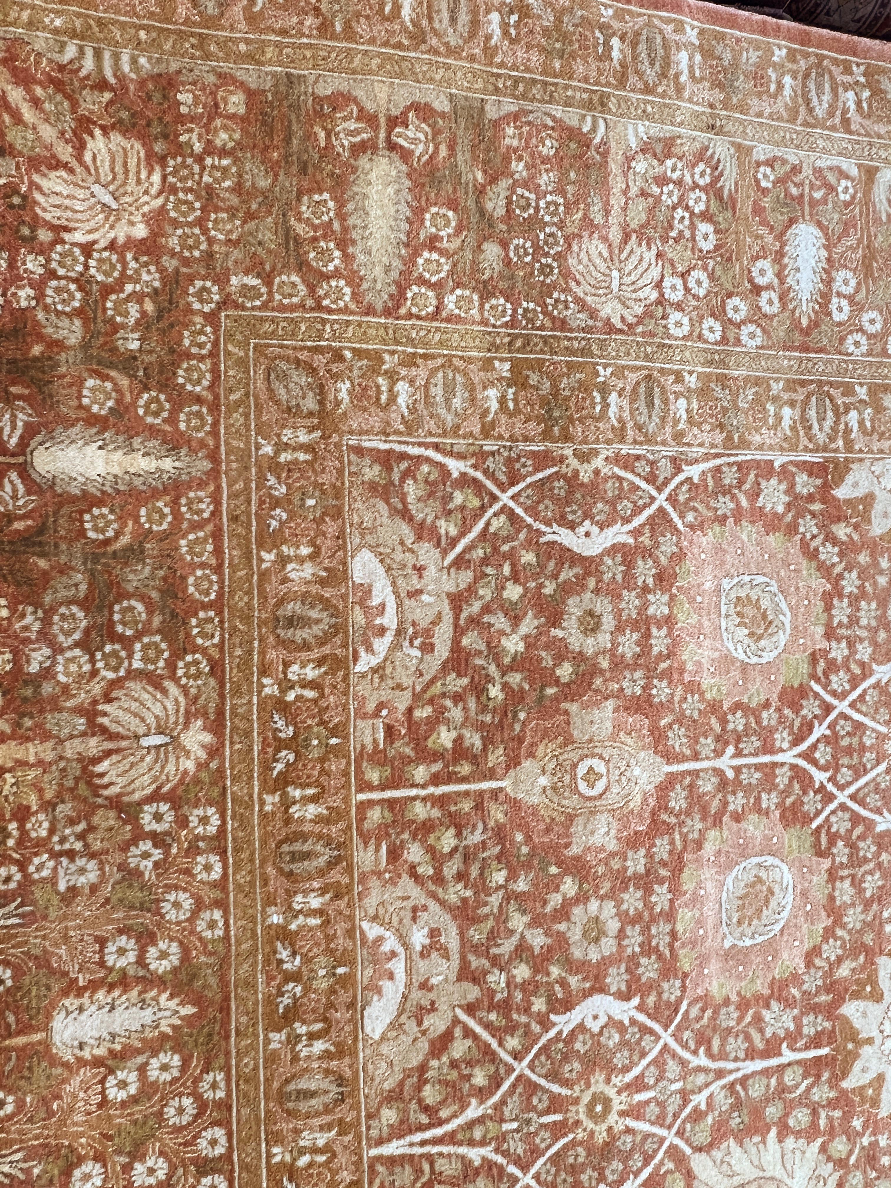 Tappeto floreale 9'x12' Persian Design Tan in vendita 1