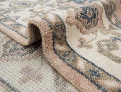9x12 Pink Oushak with Navy and Olive Floral Motifs Hand Knotted Rug ( G-13711 )