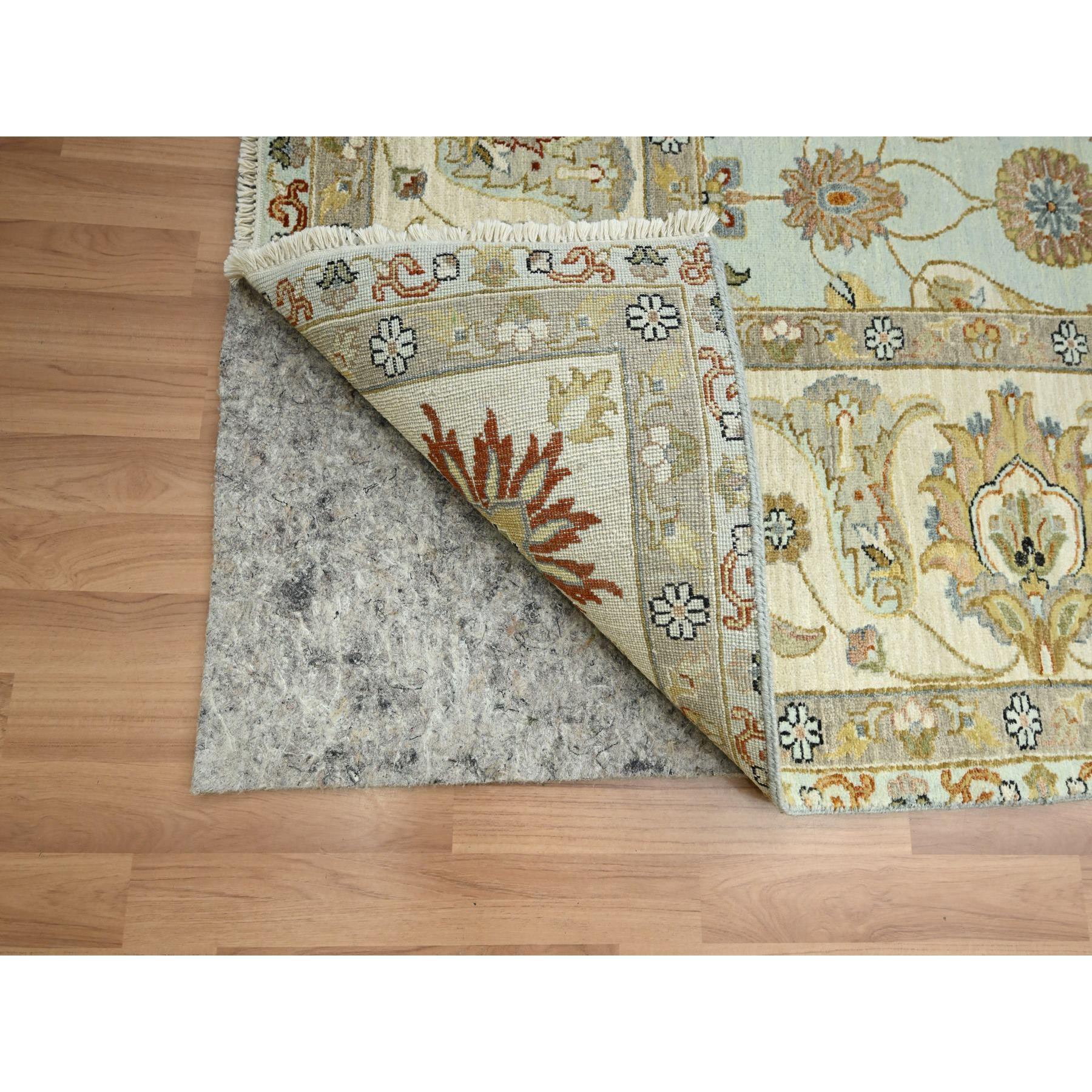 Noué à la main 9'x12' Bleu poudré Pure Laine Agra avec Design/One Tapis en laine noué à la main en vente