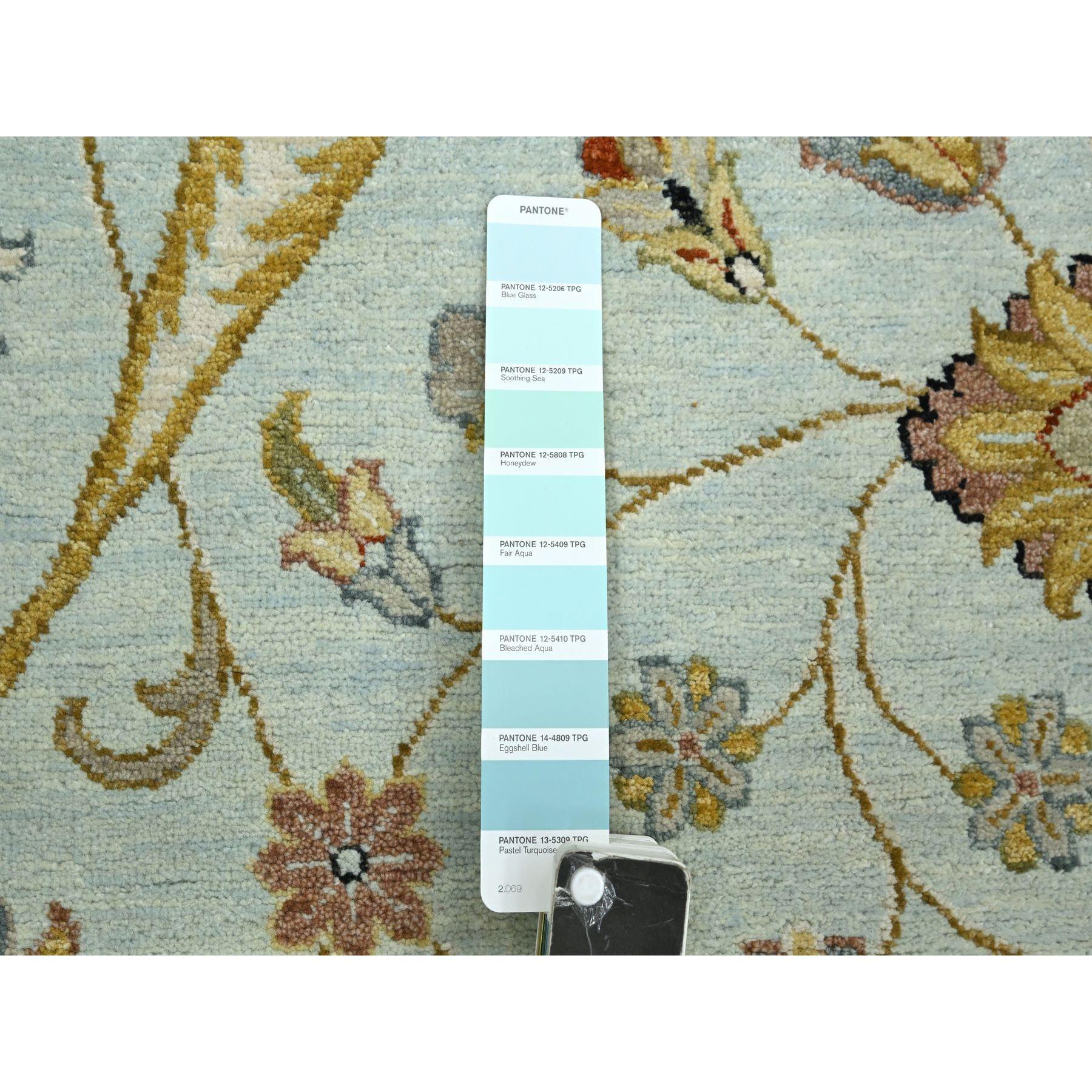 9'x12' Bleu poudré Pure Laine Agra avec Design/One Tapis en laine noué à la main en vente 1