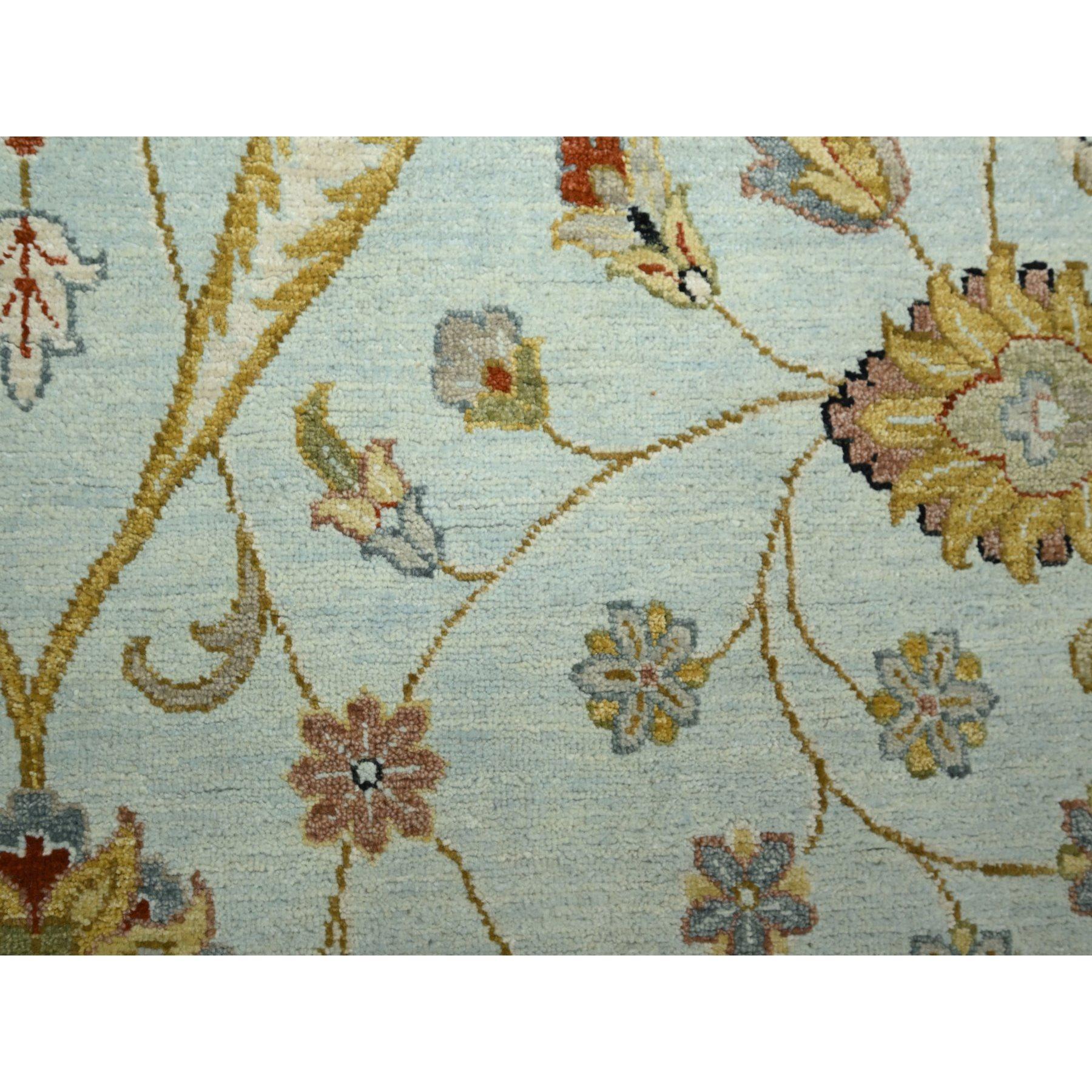 9'x12' Bleu poudré Pure Laine Agra avec Design/One Tapis en laine noué à la main en vente 2