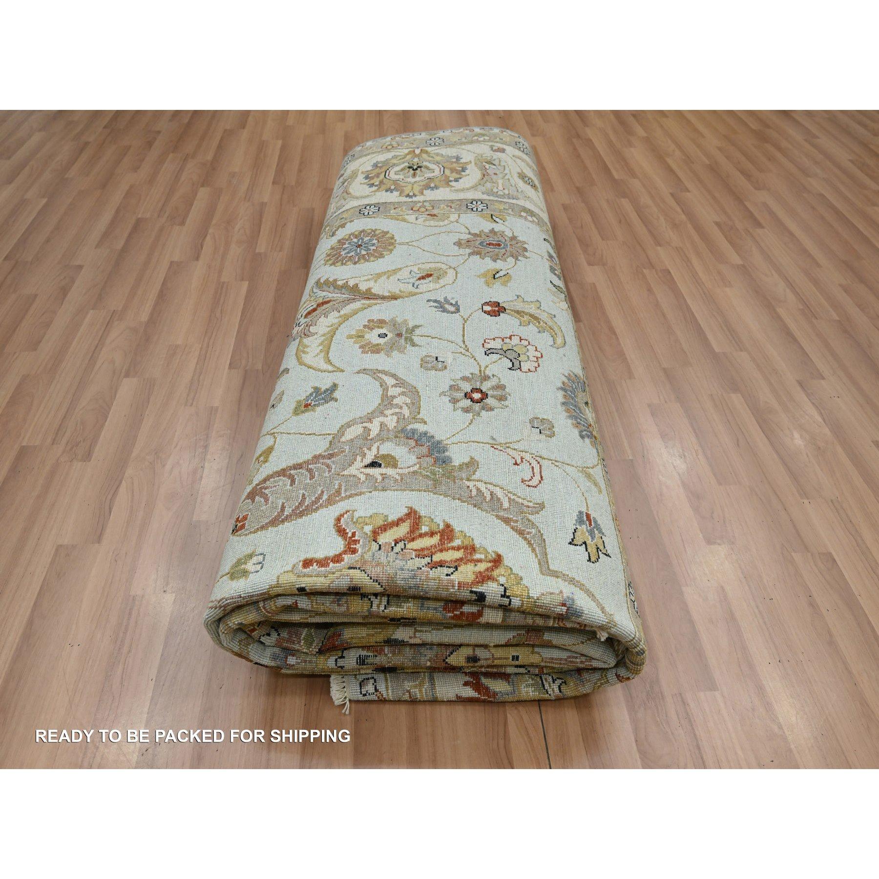 9'x12' Bleu poudré Pure Laine Agra avec Design/One Tapis en laine noué à la main en vente 3