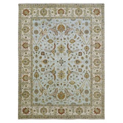 9'x12' Powder Blue Pure Wool Agra with Ziegler Design Hand Knotted Wool Rug