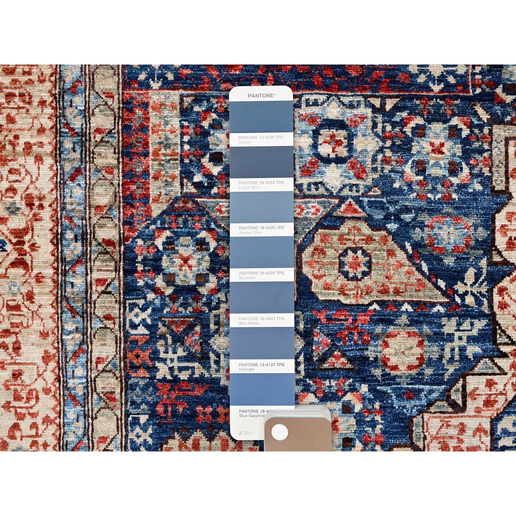 Laine 9'x12' Bleu de Prusse Noué à la main Mamluke Dynasty 200 KPSI Tapis d'Orient en laine en vente