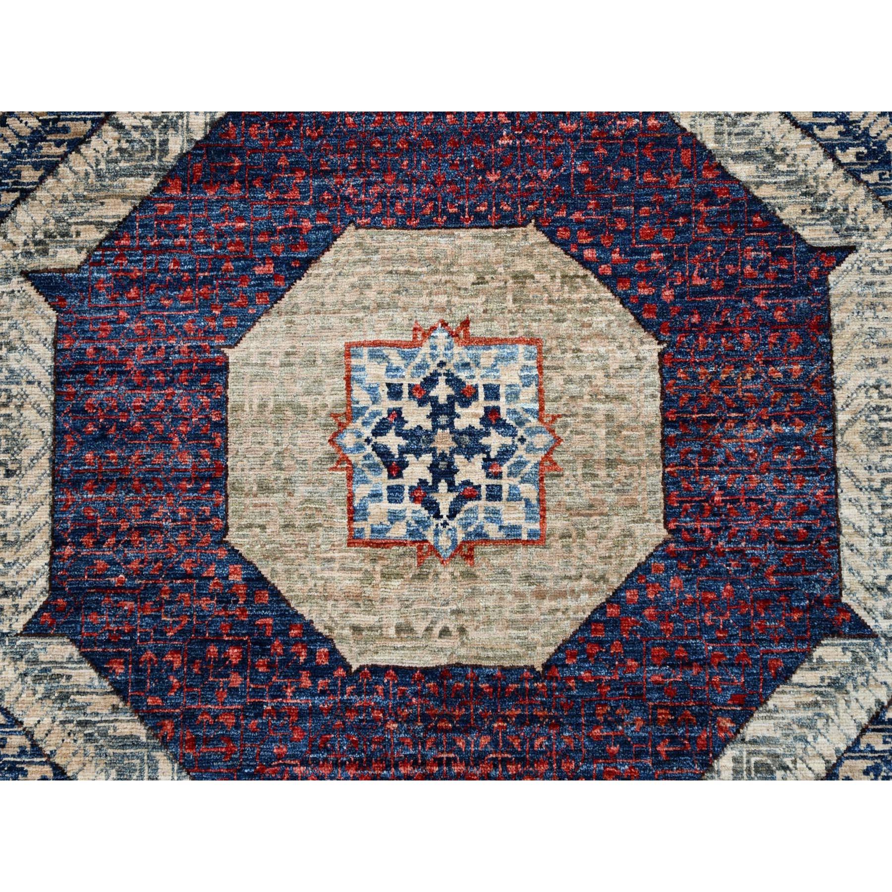 9'x12' Bleu de Prusse Noué à la main Mamluke Dynasty 200 KPSI Tapis d'Orient en laine en vente 1