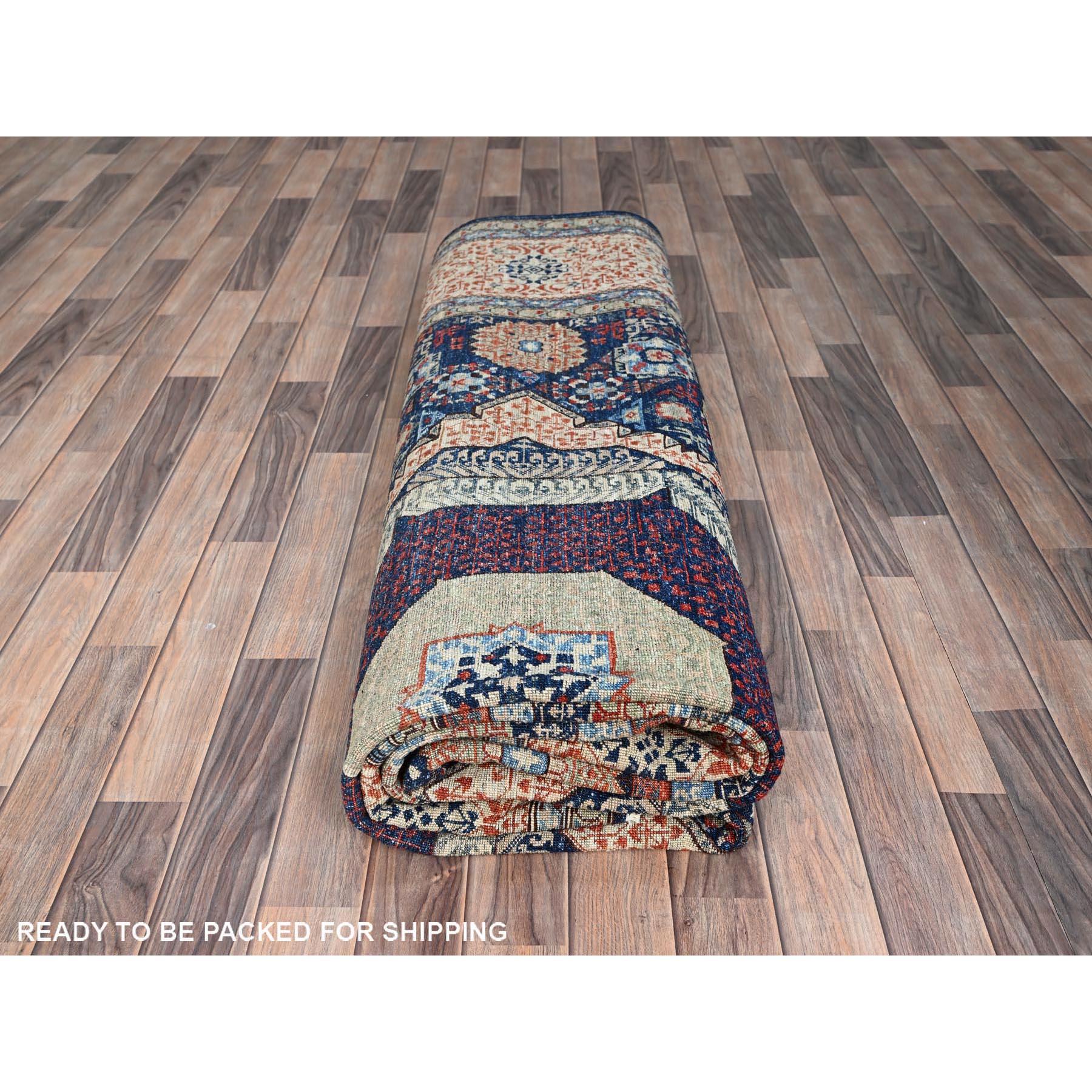 9'x12' Bleu de Prusse Noué à la main Mamluke Dynasty 200 KPSI Tapis d'Orient en laine en vente 2