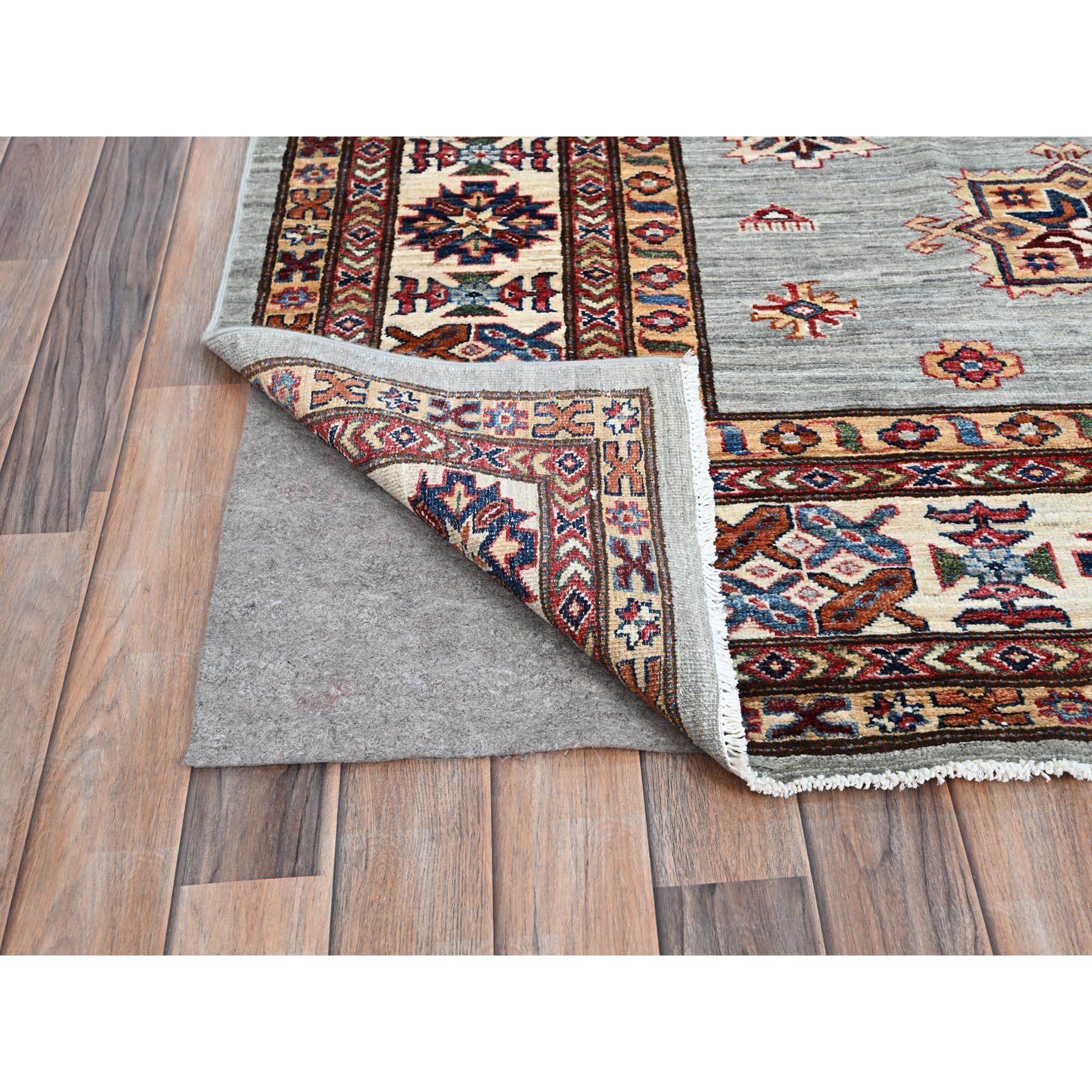 9'x12' Alfombra Oriental Puritan Gris Suave Aterciopelada Anudada a Mano de Lana Super Kazak Afgano en venta