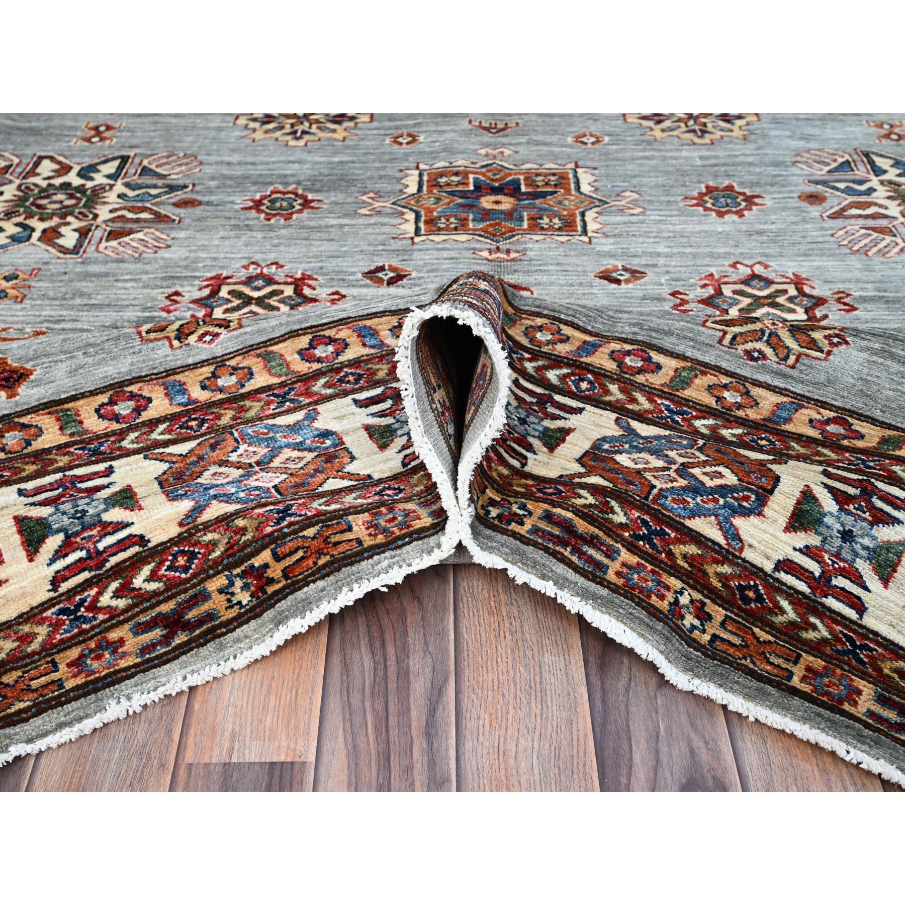 9'x12' Alfombra Oriental Puritan Gris Suave Aterciopelada Anudada a Mano de Lana Super Kazak Anudado a mano en venta