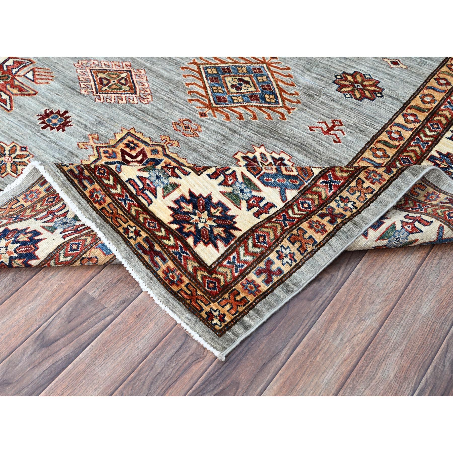 9'x12' Alfombra Oriental Puritan Gris Suave Aterciopelada Anudada a Mano de Lana Super Kazak en Nuevo estado para la venta en Carlstadt, NJ