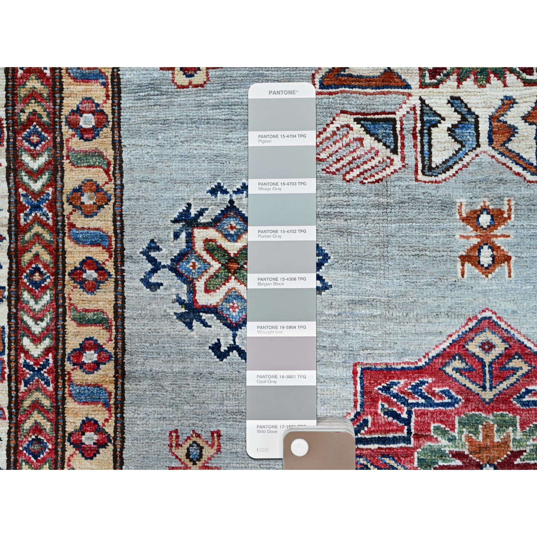 9'x12' Alfombra Oriental Puritan Gris Suave Aterciopelada Anudada a Mano de Lana Super Kazak Siglo XXI y contemporáneo en venta