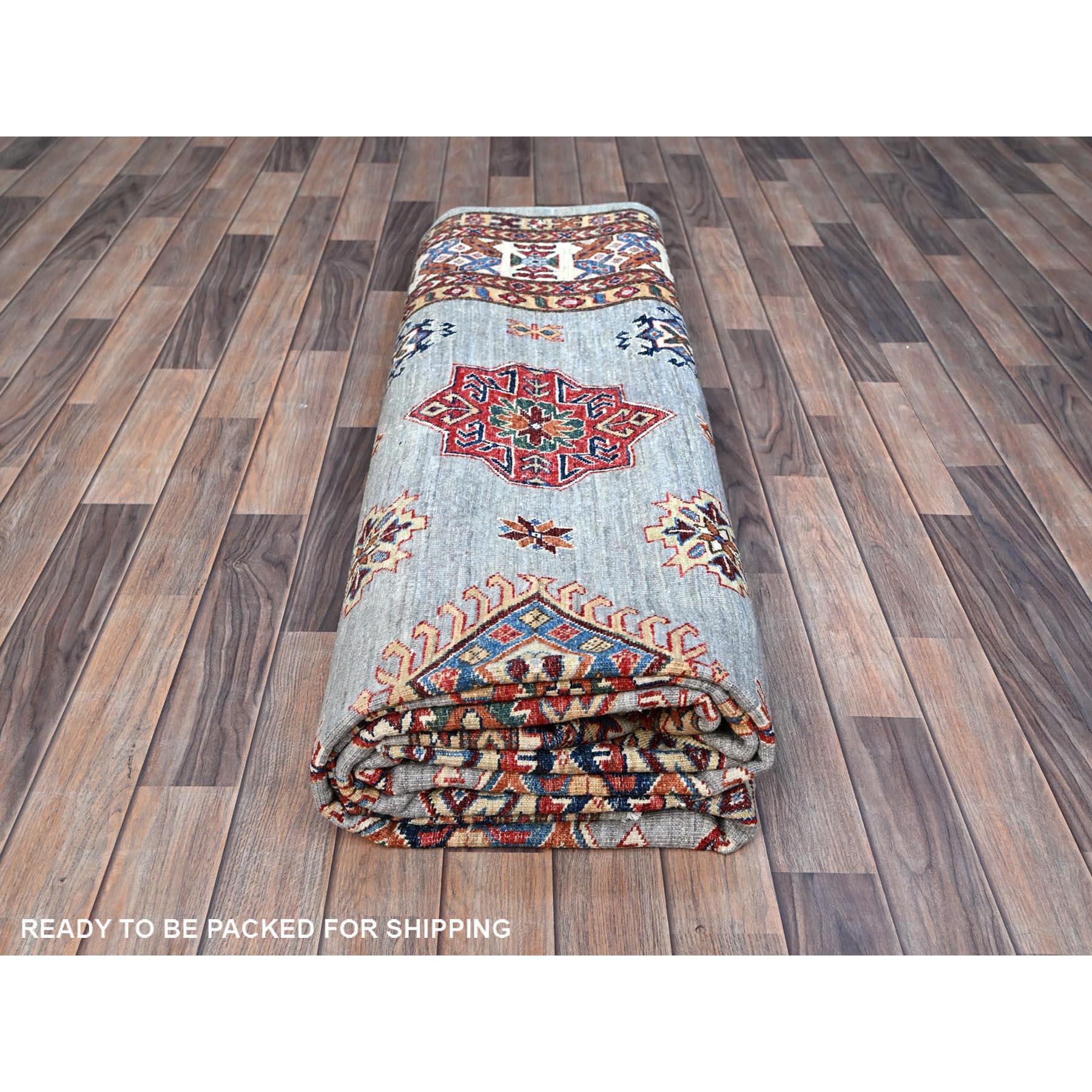9'x12' Alfombra Oriental Puritan Gris Suave Aterciopelada Anudada a Mano de Lana Super Kazak en venta 2