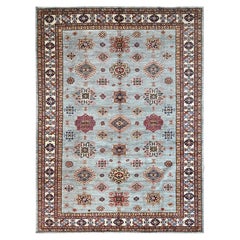 9'x12' Puritan Gray Hand Knotted Soft Velvety Wool Super Kazak Oriental Rug