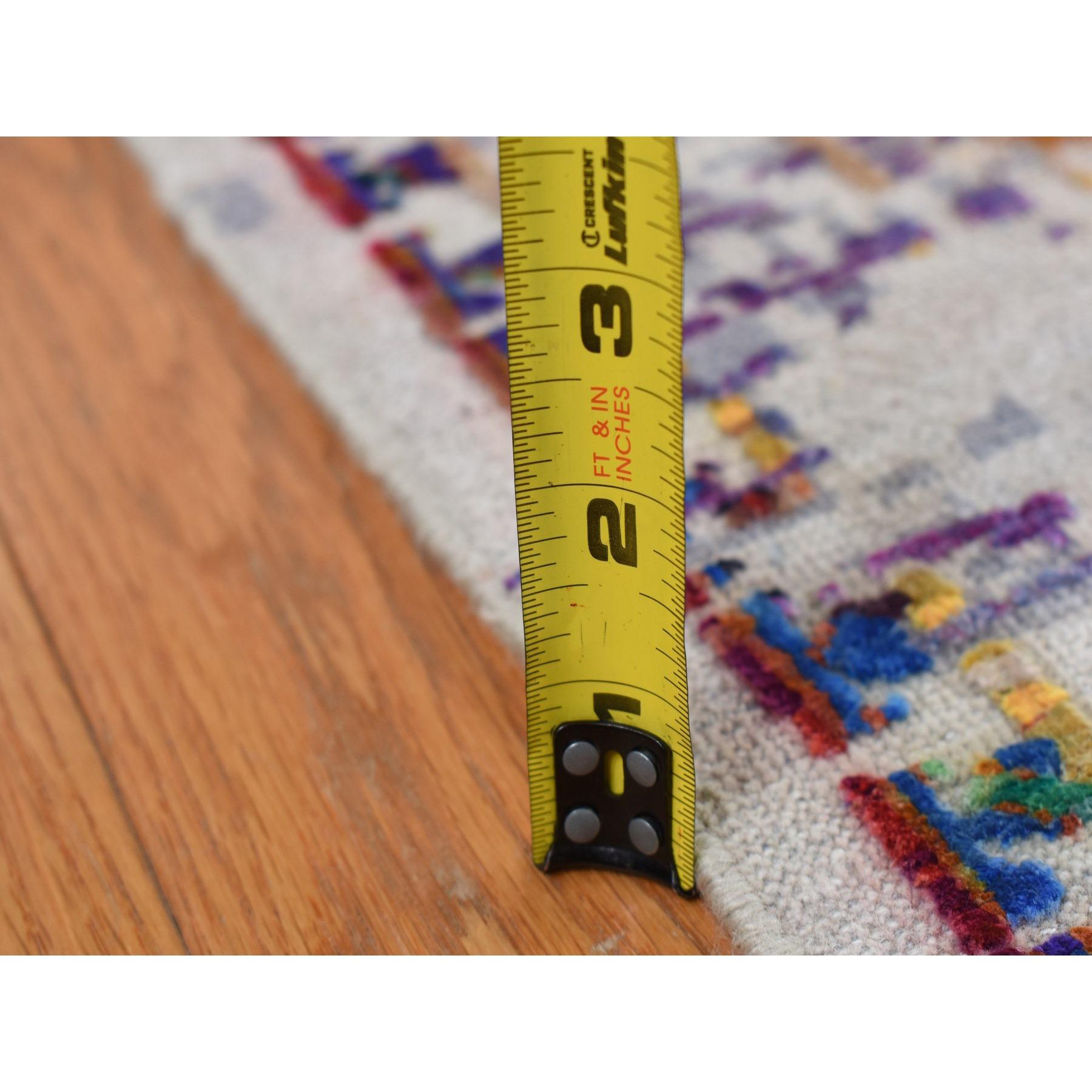 9'x12' Viola COLORFUL ERASED ROSSETS Seta e Lana annodati a mano Rugs in vendita 3