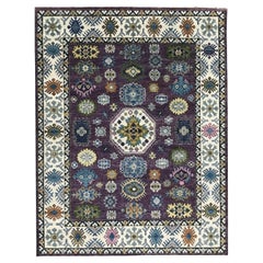 9x12 Purple Hand-Knotted Wool Floral Constellation Traditional Carpet Rug