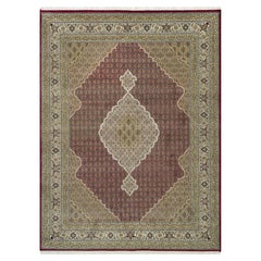 9'x12' Rasberry Red Soft Wool Tebraz Mahi Fish Medallion Hand Knotted Rug