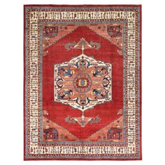 9'x12' Roter afghanischer Peshawar aus natürlicher Wolle mit offenem Felddesign, handgeknüpfter Teppich