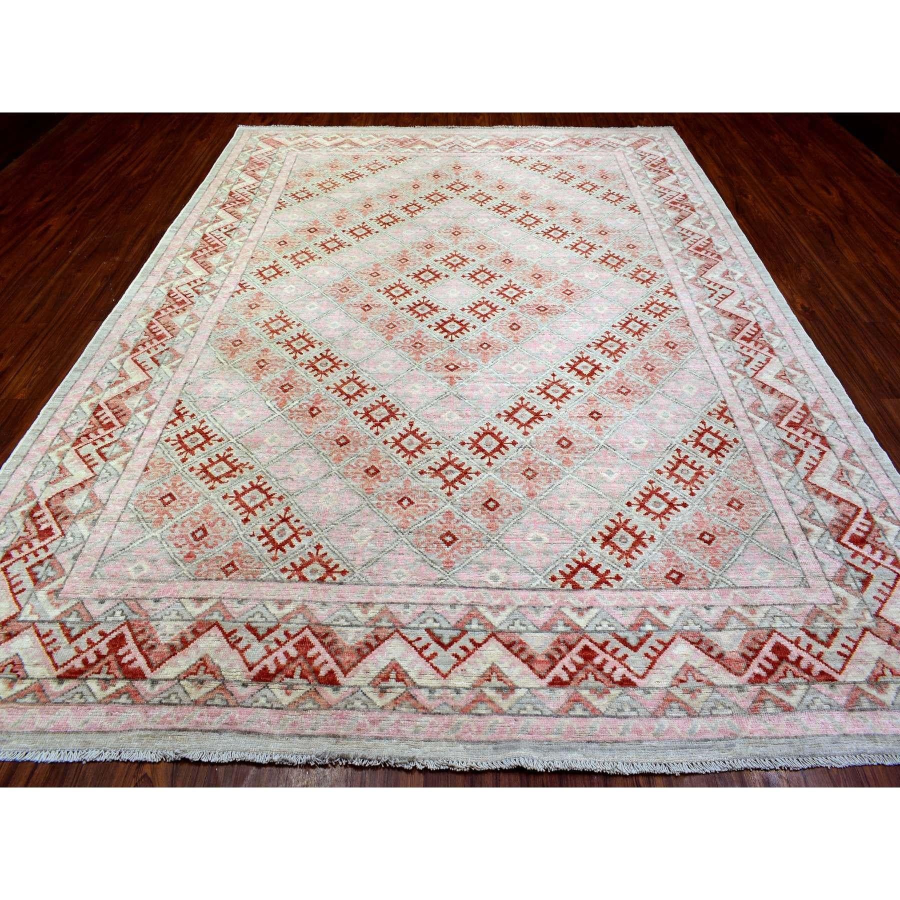 Tribal 9'x12' Red Anatolian Village Inspired Style Soft Wool Hand Knotted Rug For Sale