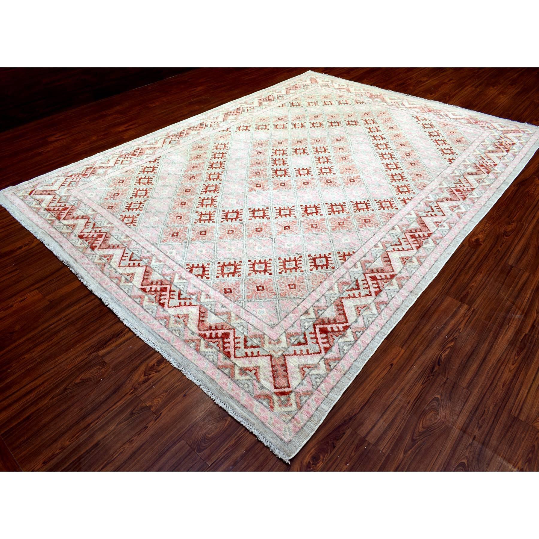 Afghan 9'x12' Red Anatolian Village Inspired Style Soft Wool Hand Knotted Rug For Sale