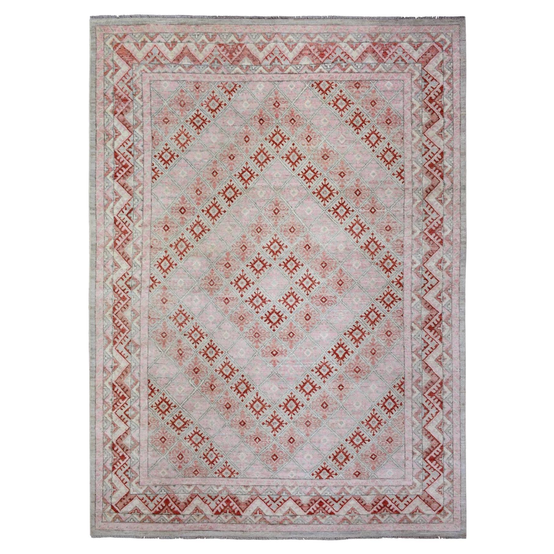 9'x12' Red Anatolian Village Inspired Style Soft Wool Hand Knotted Rug For Sale