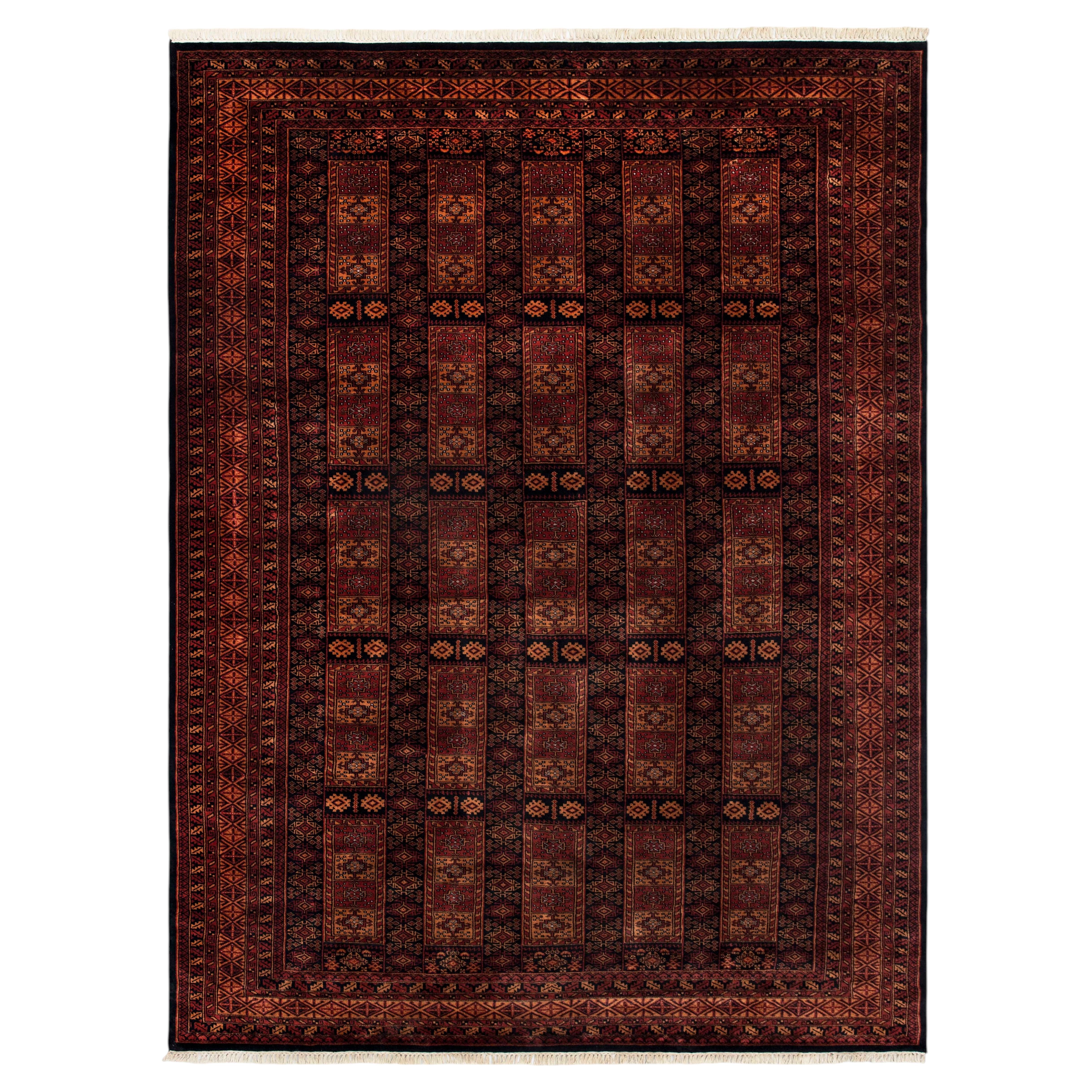 9x12 Red and Brown Vintage Tribal Hand Knotted Woollen Rug ( G-14250 )