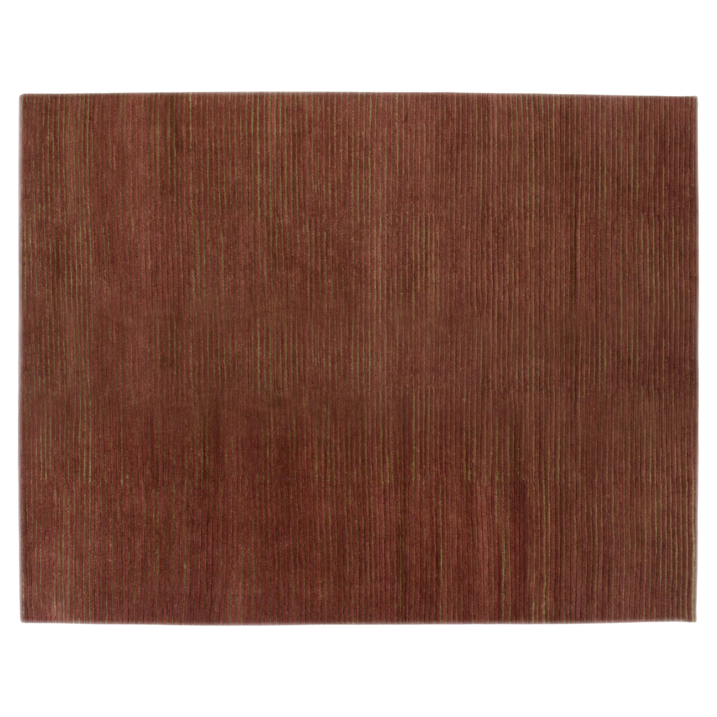 9x12 Rot und Tan Gerippter Designteppich im Angebot