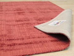 9x12 Red Hand Tufted Wool Woven Solid Textured Geometric Modern Carpet Rug