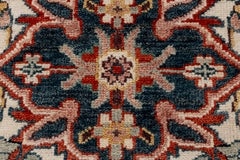 9x12 Red Navy Blue Heriz Serapi Persian Hand Knotted Wool Rug ( G-9147 )