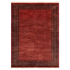 9x12 Red Persian Herati Silk Knotted Wool Rug ( G-14246 )