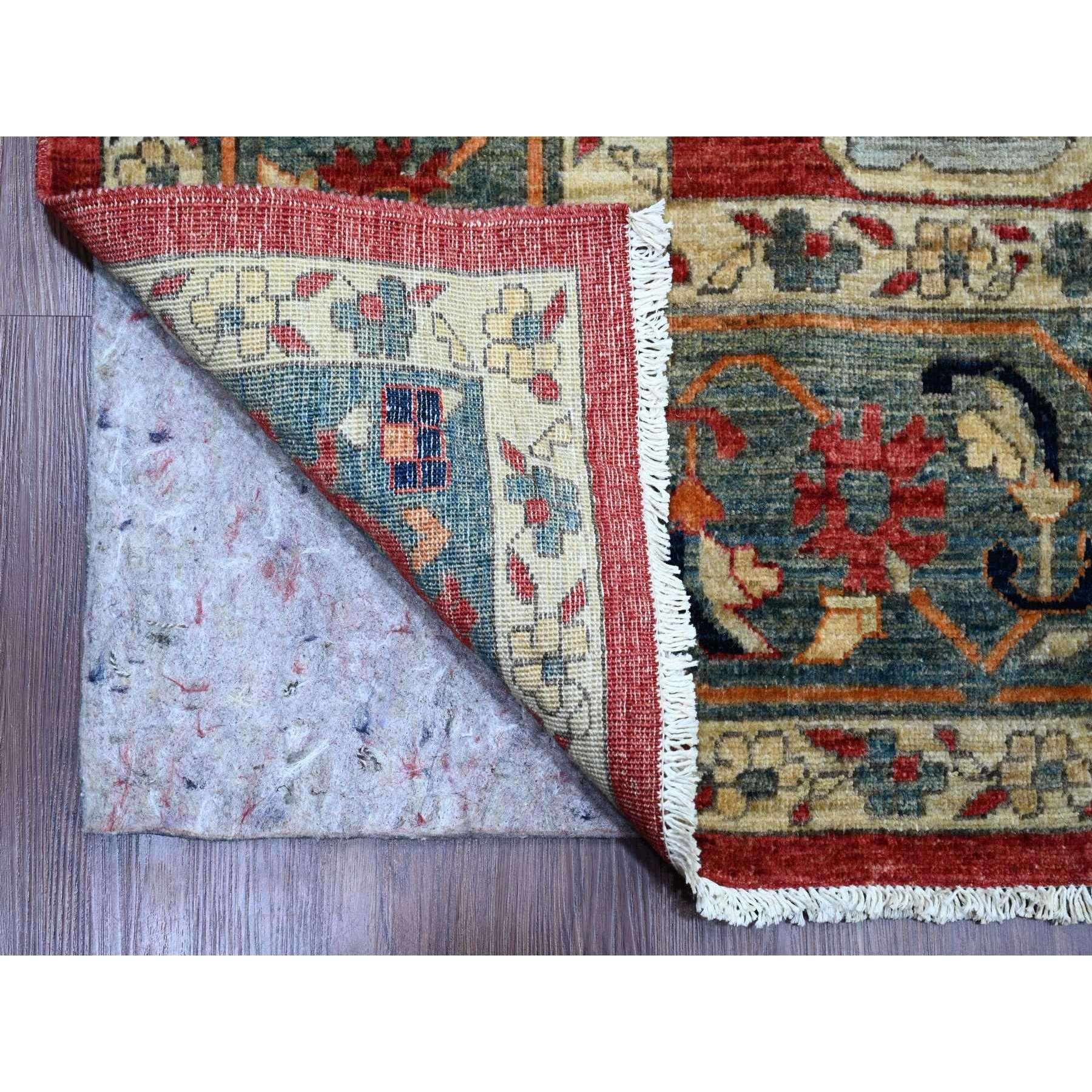Afghano 9'x12' Rosso Serapi Heriz con disegno floreale annodato a mano in lana Tutti gli Oriental Rugs in vendita