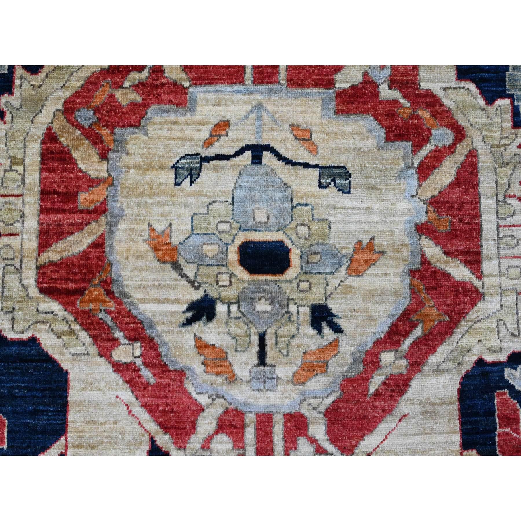 Lana 9'x12' Rosso Serapi Heriz con disegno floreale annodato a mano in lana Tutti gli Oriental Rugs in vendita