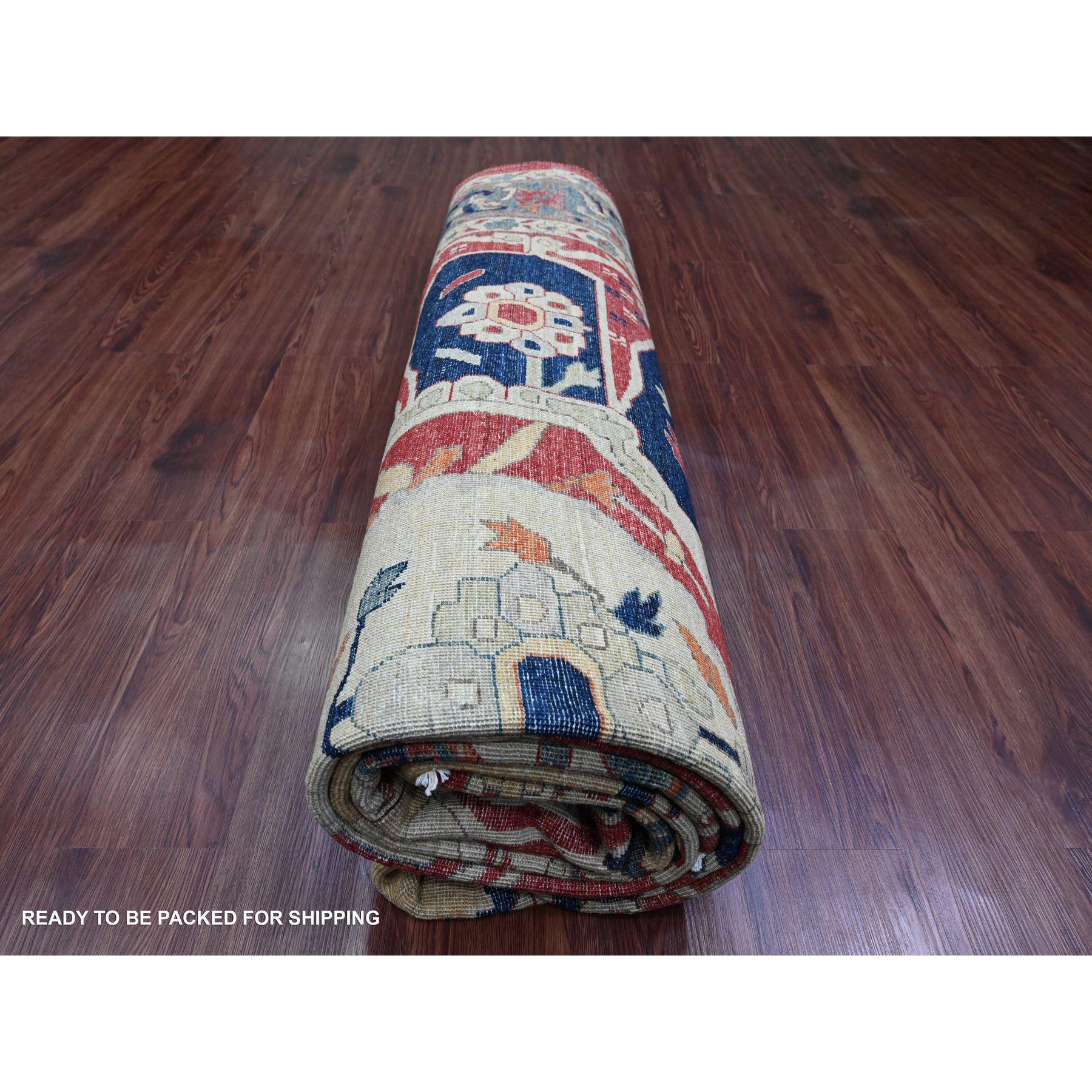 9'x12' Rosso Serapi Heriz con disegno floreale annodato a mano in lana Tutti gli Oriental Rugs in vendita 1