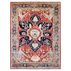 9'x12' Rosso Serapi Heriz con disegno floreale annodato a mano in lana Tutti gli Oriental Rugs