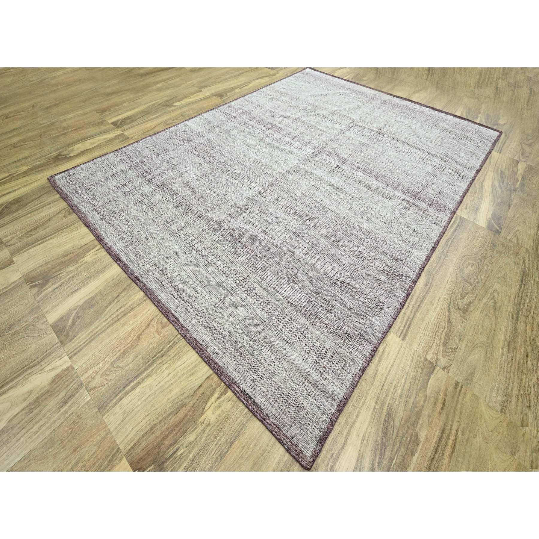 Moderno Tappeto orientale in pura lana annodato a mano con disegno di erba ossidata 9'x12' rosso e bianco in vendita