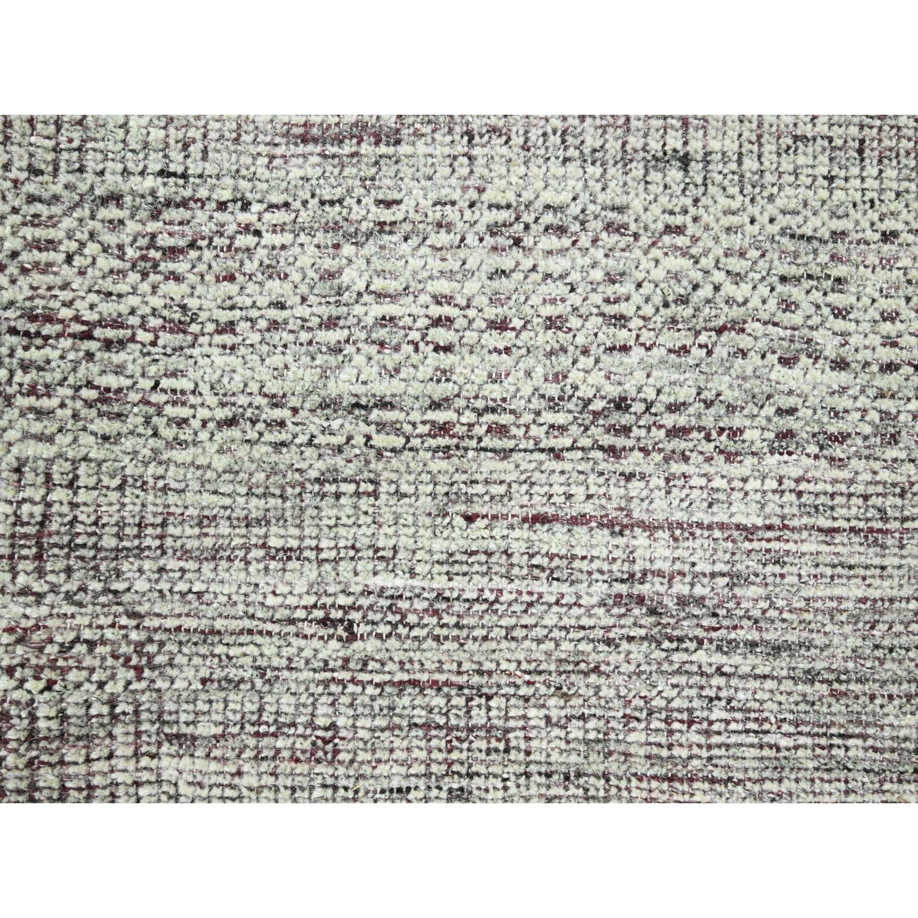 Lana Tappeto orientale in pura lana annodato a mano con disegno di erba ossidata 9'x12' rosso e bianco in vendita