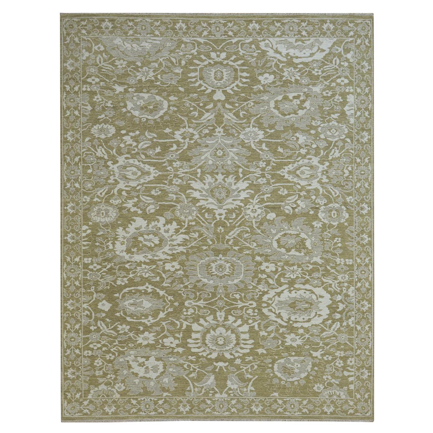 9
x12
 Reseda Green Ziegler Mahal Flowers Design Hand Knotted Pure Wool Rug