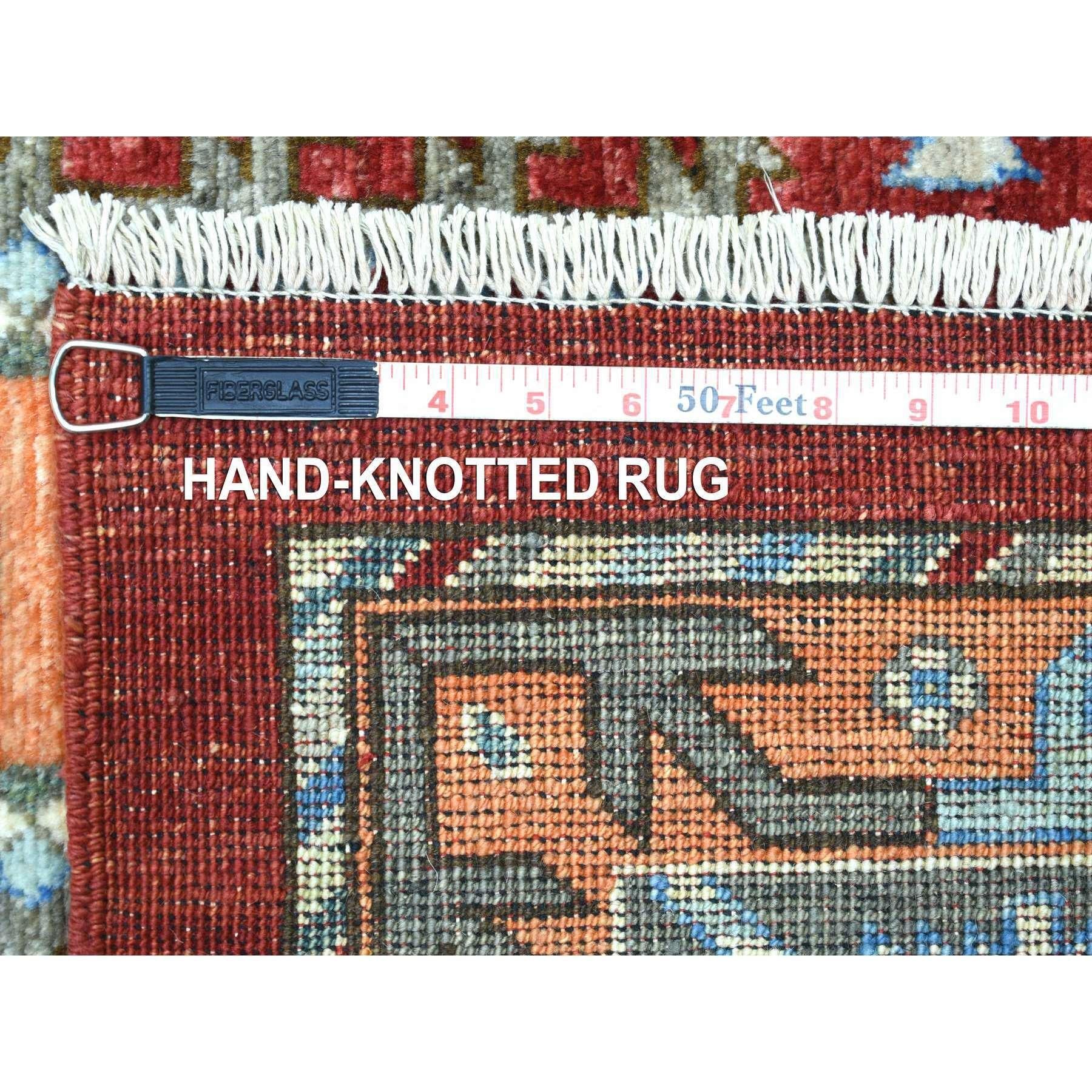 9'x12' Reiches Rot, Handgeknüpfter Afghanischer Ersari, Orientteppich aus reiner Wolle im Angebot 7