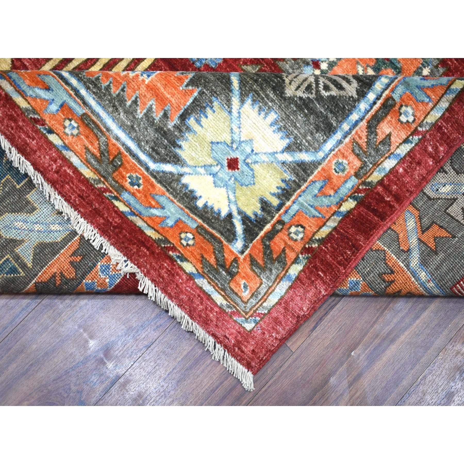 9'x12' Reiches Rot, Handgeknüpfter Afghanischer Ersari, Orientteppich aus reiner Wolle im Angebot 2
