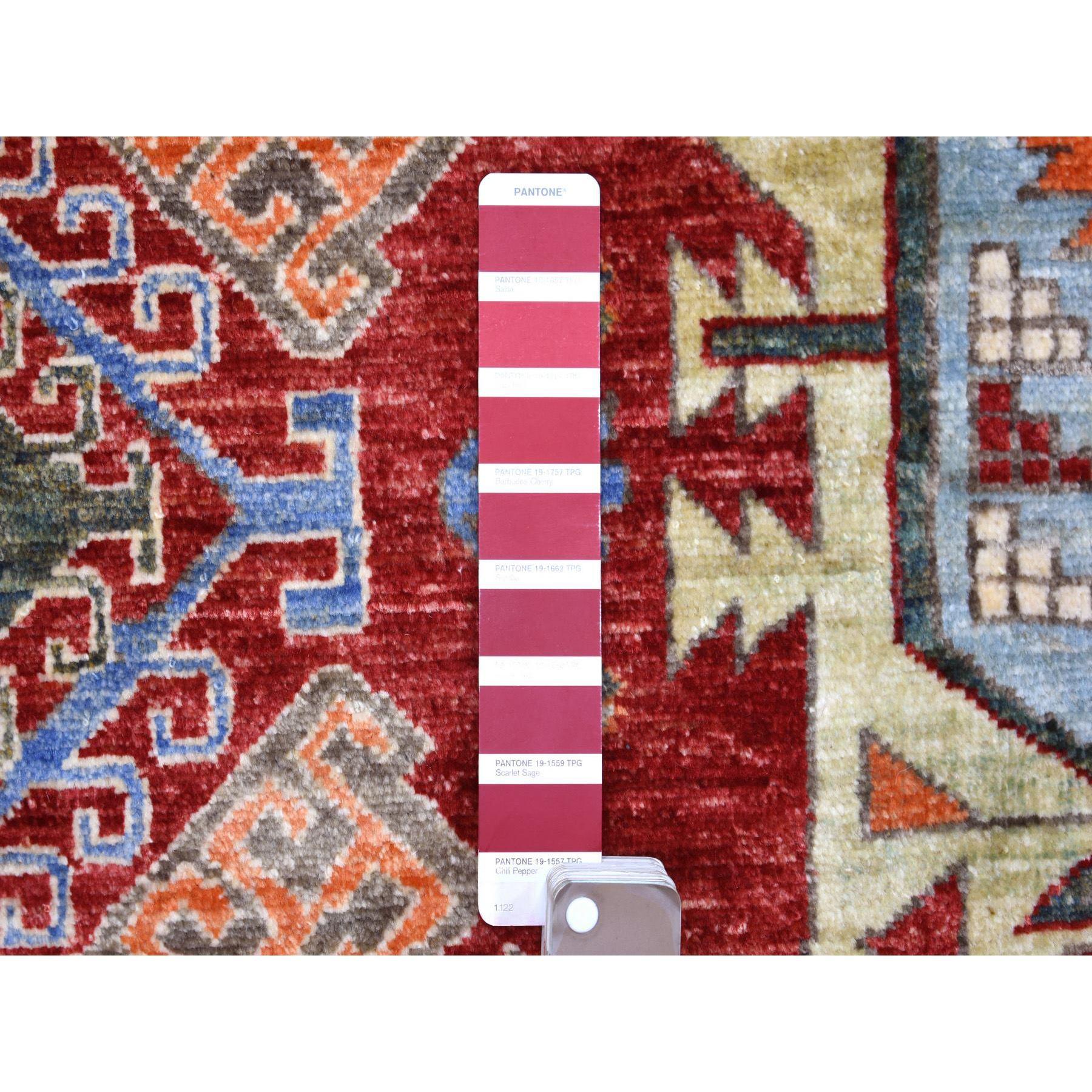 9'x12' Reiches Rot, Handgeknüpfter Afghanischer Ersari, Orientteppich aus reiner Wolle im Angebot 3