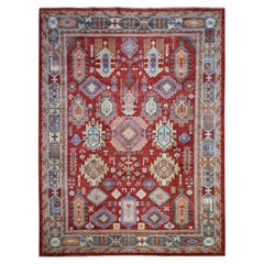 9'x12' Rosso ricco, Tappeto afgano Ersari annodato a mano, pura lana orientale
