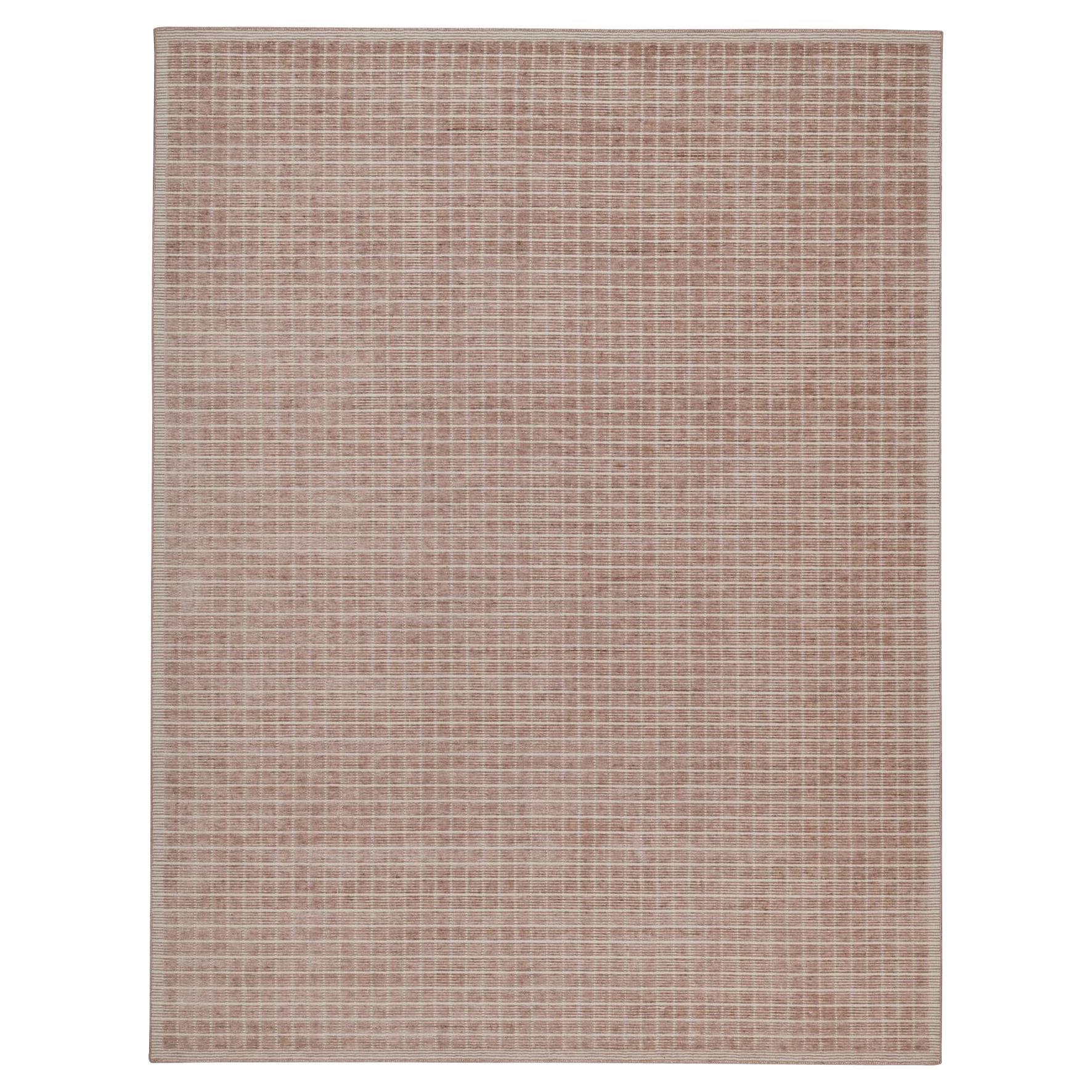 9'x12' Rose Pink Modern Plain Decor Box Design Loomed Knotted Soft Wool Rug