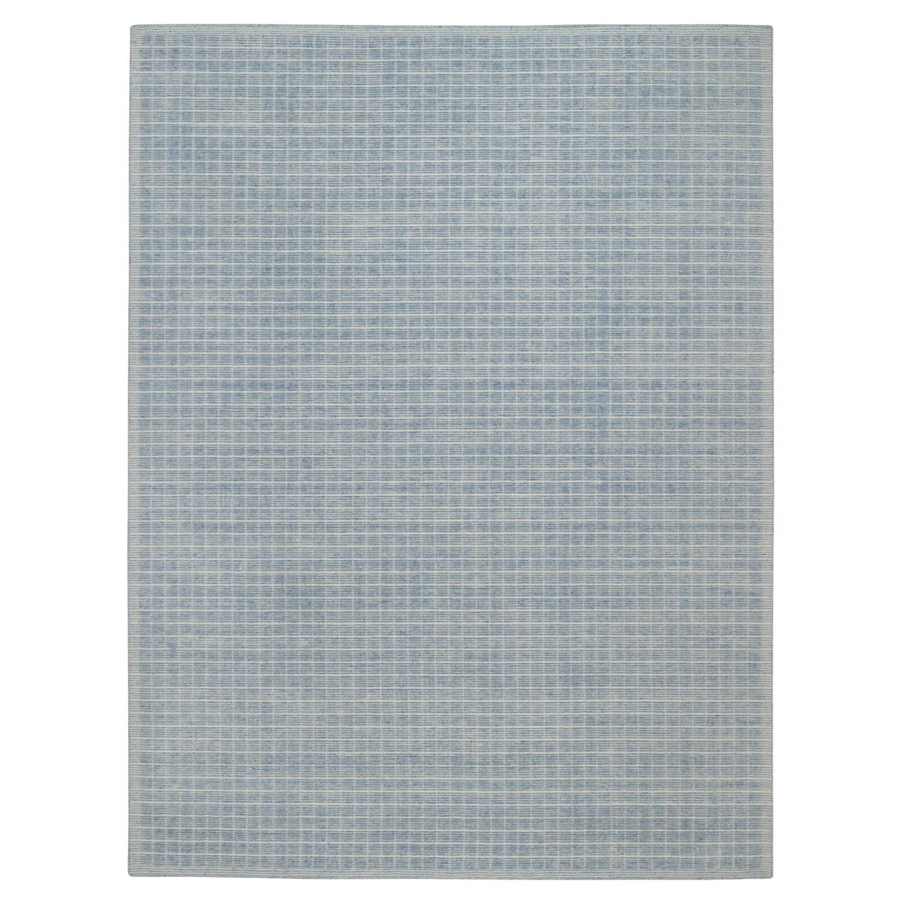 9
x12
 Ruddy Blue Loomed Knotted Modern Plain Decor Box Design Pure Wool Rug For Sale