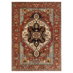 9x12 Rust Ivory Hand Knotted Heriz Serapi Wool Rug ( G-12247)