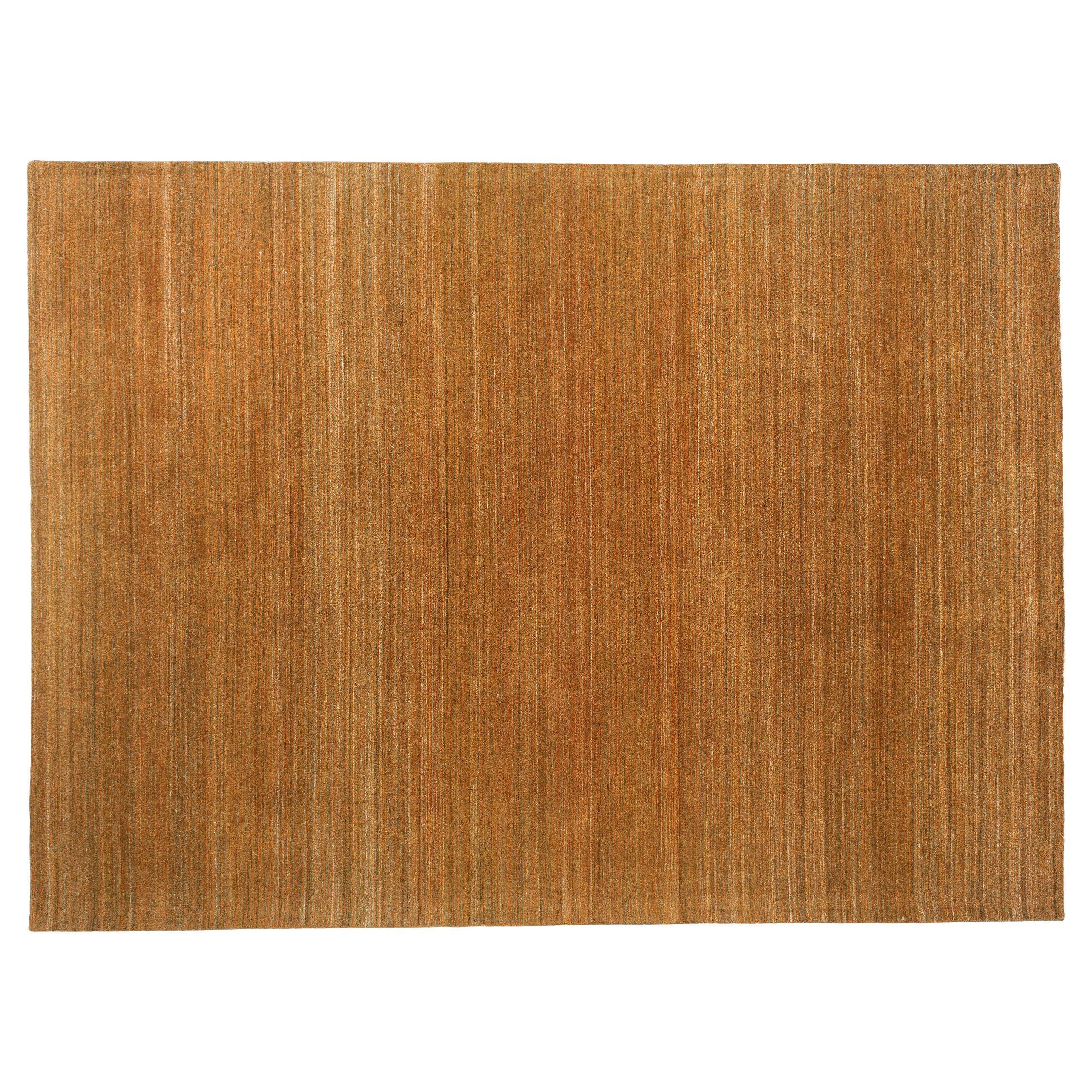 9'x12' Rost-orangefarbener Teppich mit gestreiften Streifen-Design im Angebot