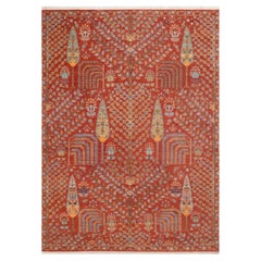 9x12 Rust Red Persian Retro Cypress Tree Of Life Hand Knotted Wool Rug (JC-8324)