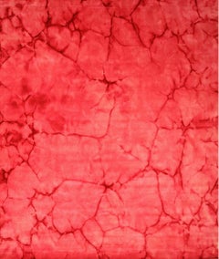 9x12 Sarrah Giselle Coral Abstract Contemporary Indian Hand Knotted Wool Rug