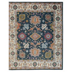 9x12 Sarrah Oushak Charcoal Traditional Geometric Hand Knotted Wool Carpet Rug